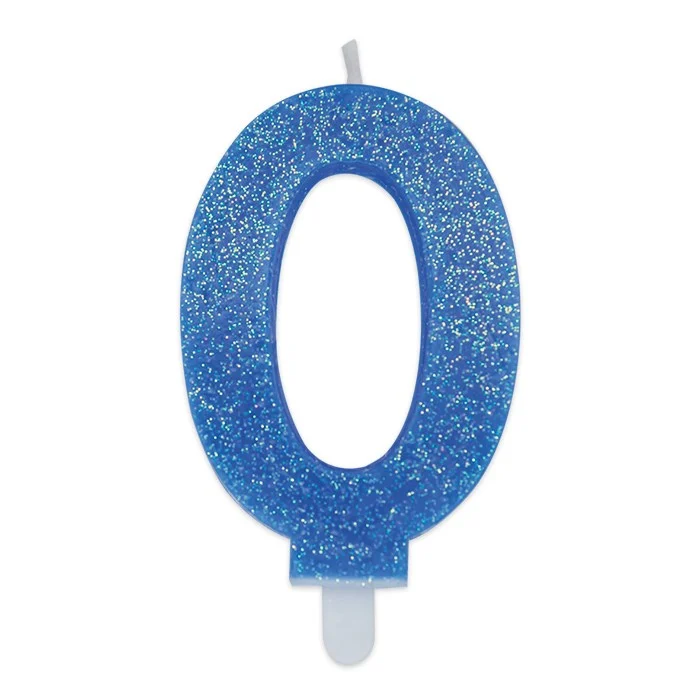 Big Party Candelina Numero 0 Cera Sweety Celeste Glitter