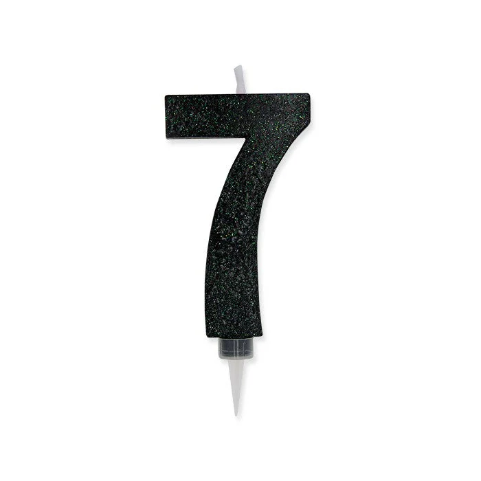 Big Party Candelina Numero 7 Max Cera Sweety Nero Glitter