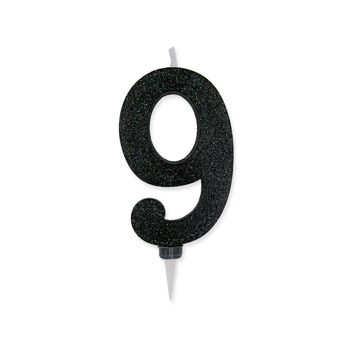 Big Party Candelina Numero 9 Max Cera Sweety Nero Glitter