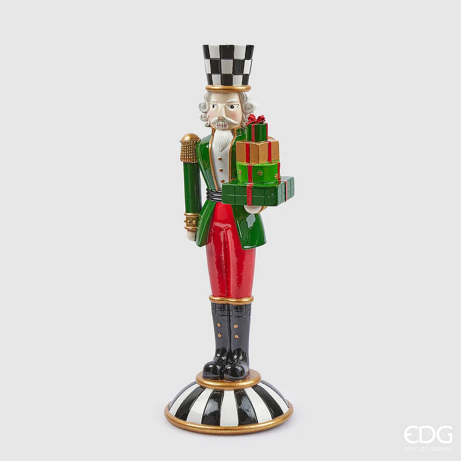EDG Enzo De Gasperi Decoro Natale Soldatino Scacchi H 41 Cm D 14 Cm Green Red