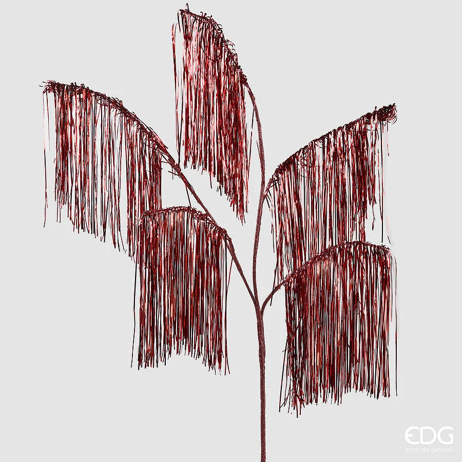 EDG Enzo De Gasperi Decoro Natale Frange Ramo 5 Rami H 125 Cm Red