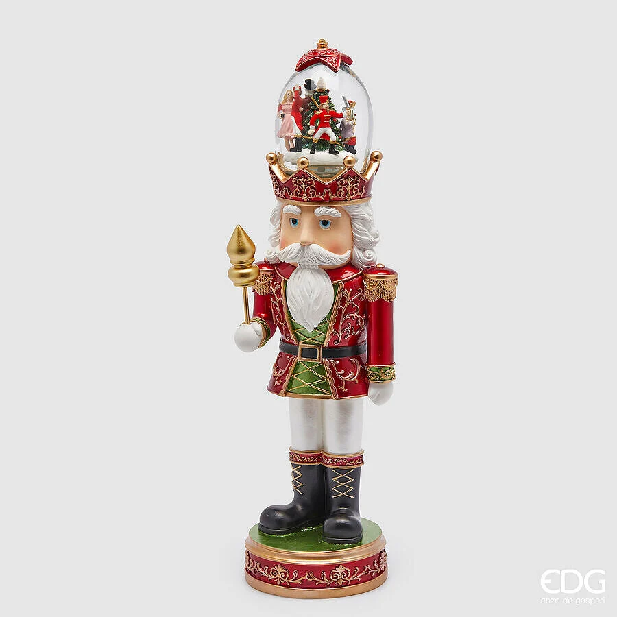 EDG Enzo De Gasperi Sfera Natale Acqua Soldatino Led H 49,5 Cm D 10 Cm Musica Green Red