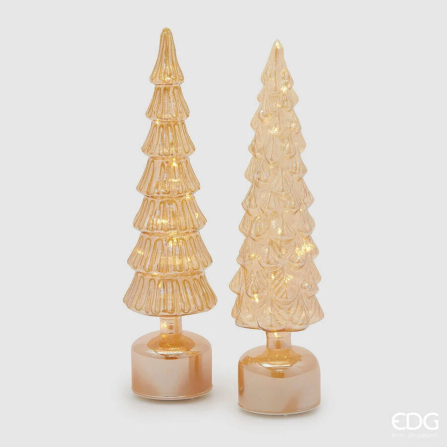 EDG_Enzo De Gasperi Decoro Natale Pino Twist H 40,5 Cm D 9 Cm Mov. Led Gold 1 Pz