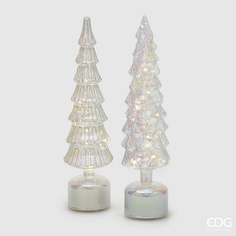 EDG_Enzo De Gasperi Decoro Natale Pino Twist H 40,5 Cm D 9 Cm Mov. Led Silver 1 Pz