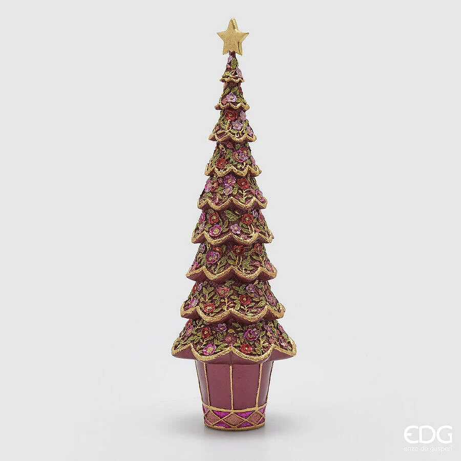 EDG Enzo De Gasperi Decoro Natale DecoGlitter Pino H 43 Cm D 15 Cm Purle