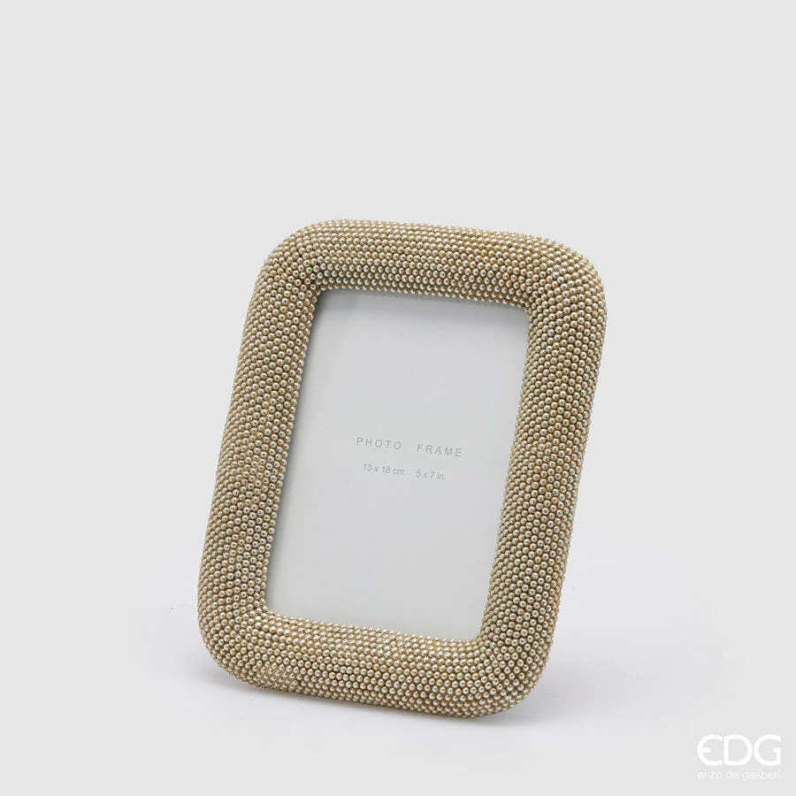 EDG Enzo De Gasperi Portafoto Perline Rettangolare H 24 Cm L 19 Cm Platinum