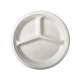 PURE PIATTO IN CANNA DA ZUCCHERO A 3 SCOMPARTI 26 CM 12 PZ
