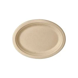 PURE PIATTO IN CANNA DA ZUCCHERO OVALE 26 X 20 CM NATURALE 50 PZ
