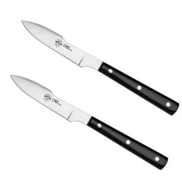 DOPPIA COLTELLO DA TAVOLA FORGIATO MANICO IN METACRILATO NERO CONFEZIONE 2 PZ
