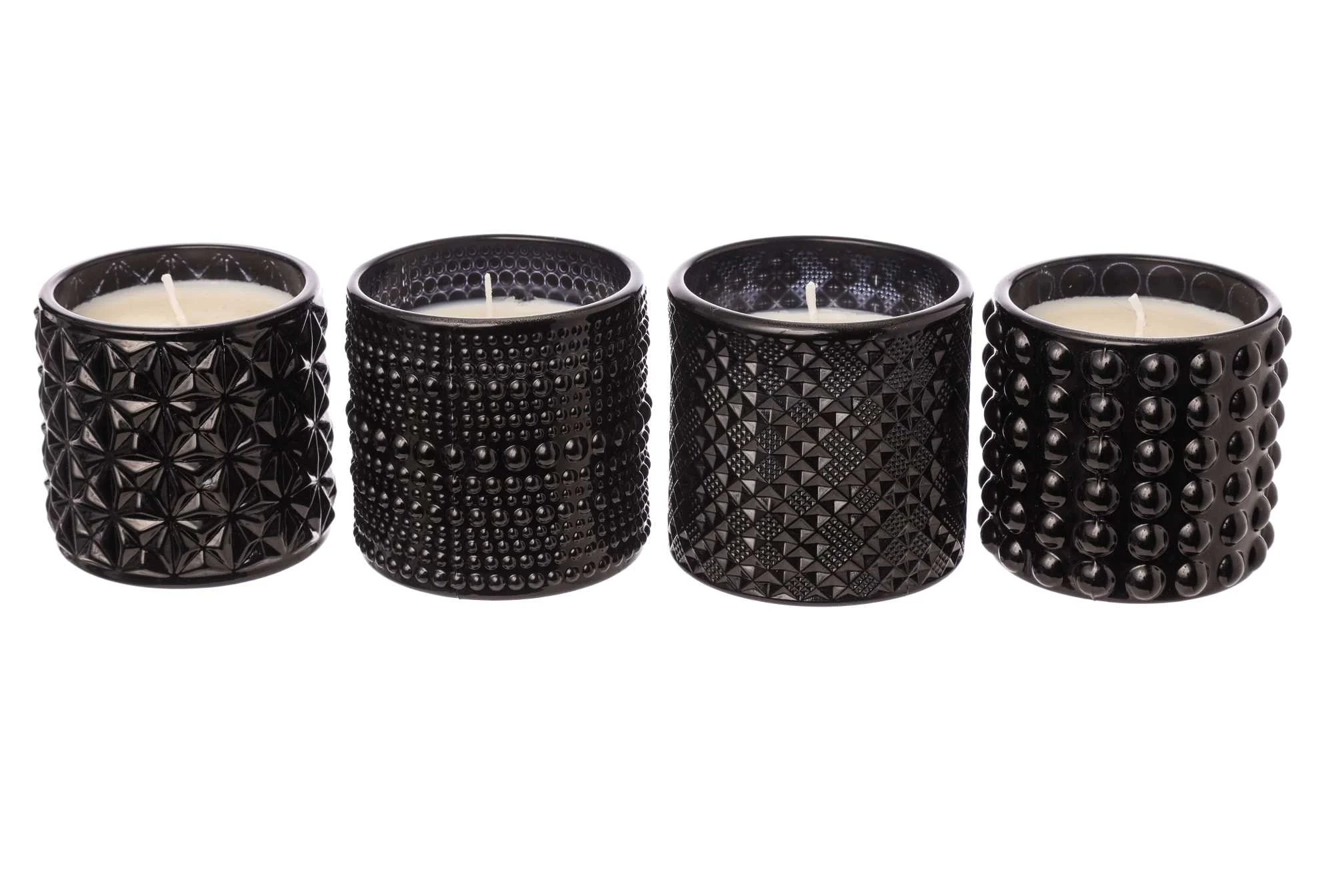 ARPIMEX Vasetto Vetro con Cera D 7 Cm H 6,8 Cm Mix 4 Pz Nero