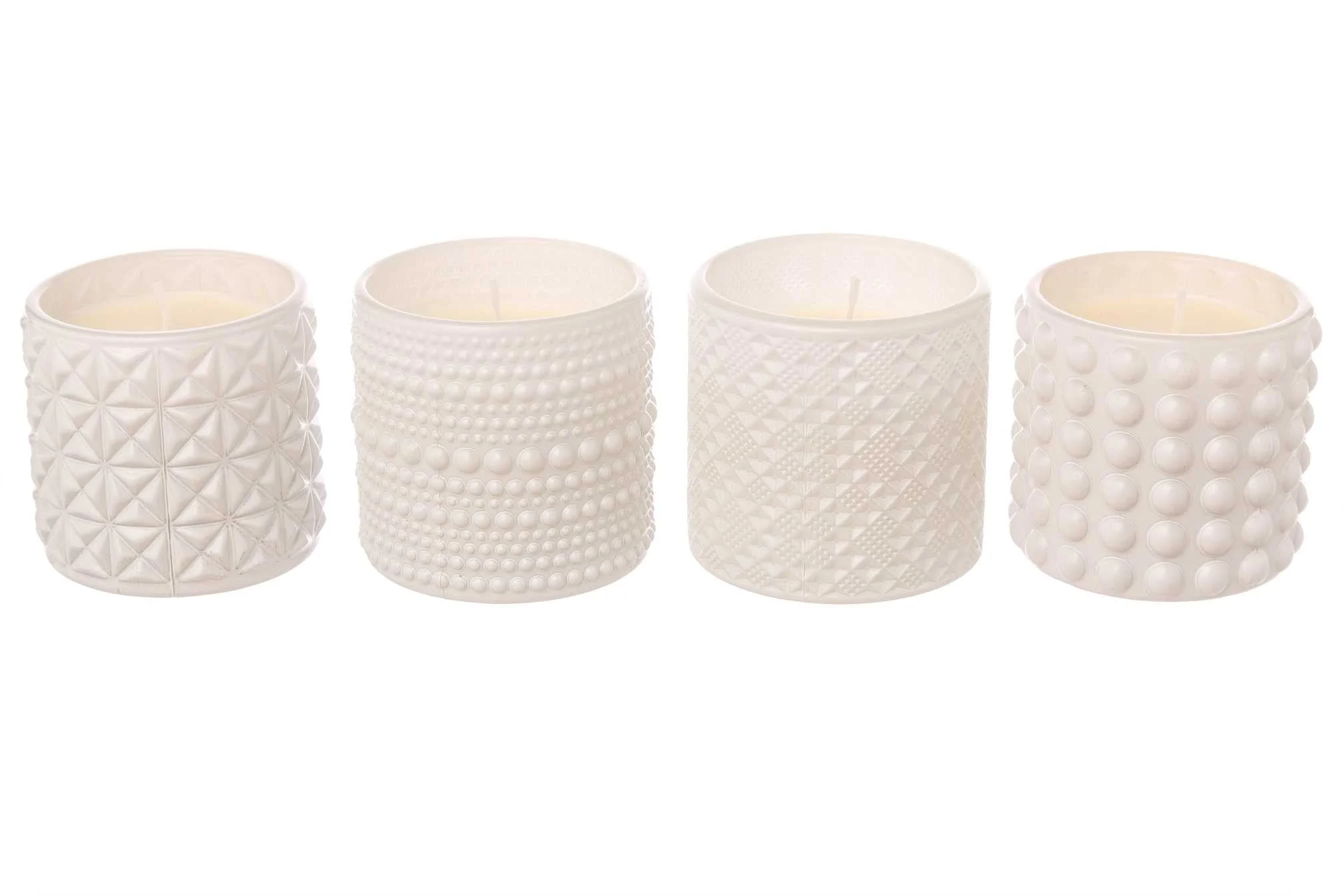 ARPIMEX Vasetto Vetro con Cera D 7 Cm H 6,8 Cm Mix 4 Pz Bianco
