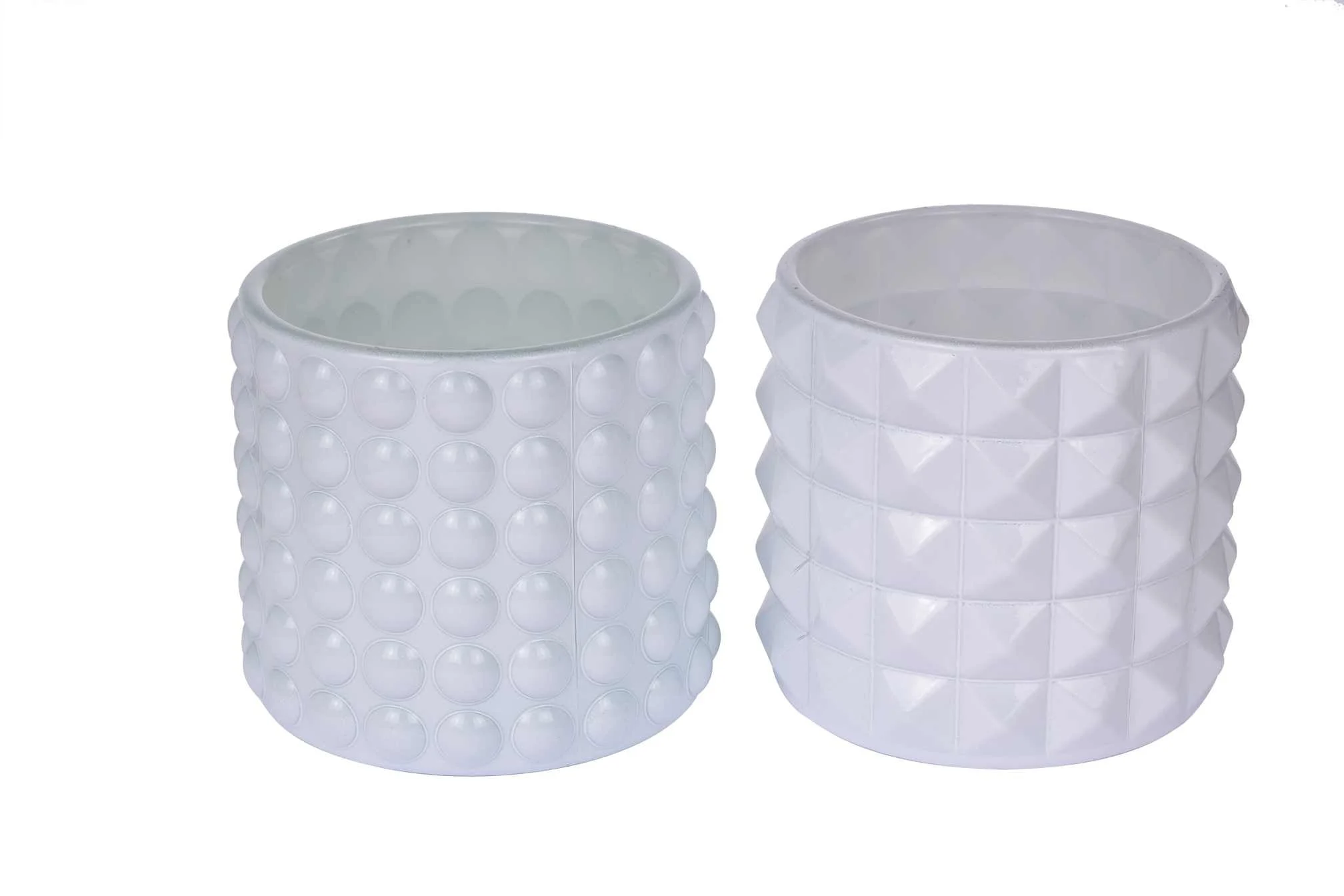 ARPIMEX Vasetto Vetro D 9,5 Cm H 8,5 Cm Mix 2 Pz Bianco