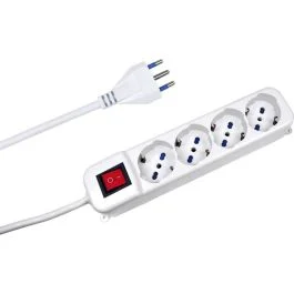 MULTIPRESA CON INTERRUTTORE 4 PRESE TRIVALENTI (SCHUKO/10/16A) SPINA 16A - BLIST