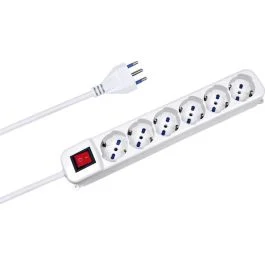 MULTIPRESA CON INTERRUTTORE 6 PRESE TRIVALENTI (SCHUKO/10/16A) SPINA 16A - BLIST