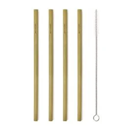 CANNUCCE NATURALI IN BAMBOO CON SPAZZOLA SET 8 PZ