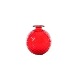 VASO MONOFIORE BALLOTON D.11 CM ROSSO VIVO FILO VERDE MELA H.12,5 CM