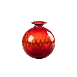 VASO MONOFIORE BALLOTON D.14 CM ROSSO FILO VERDE MELA H.16,5 CM