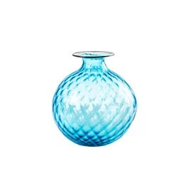 VASO MONOFIORE BALLOTON D.14 CM ACQUAMARE FILO ROSSO H.16,5 CM