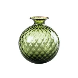 VASO MONOFIORE BALLOTON D.18 CM VERDE MELA FILO ROSSO VIVO H.20,5 CM