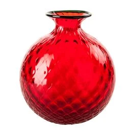 VASO MONOFIORE BALLOTON D.21,5 CM ROSSOFILO VERDE MELA H.24,5 CM