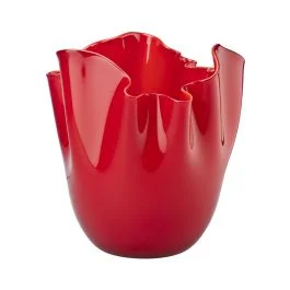 VASO FAZZOLETTO OPALINO D.23 CM ROSSO INTERNO ROSSO H.31 CM