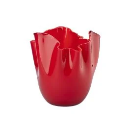 VASO FAZZOLETTO OPALINO D.20 CM ROSSO INTERNO ROSSO H.24 CM