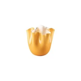 VASO FAZZOLETTO D.13,5 CM AMBRA INTERNO LATTIMO H.13,5 CM