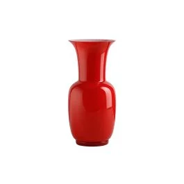 VASO OPALINO D.17 CM ROSSO VIVO LATTIMO H.36 CM