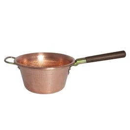 PAIOLO RAME MANICO LEGNO CM 22