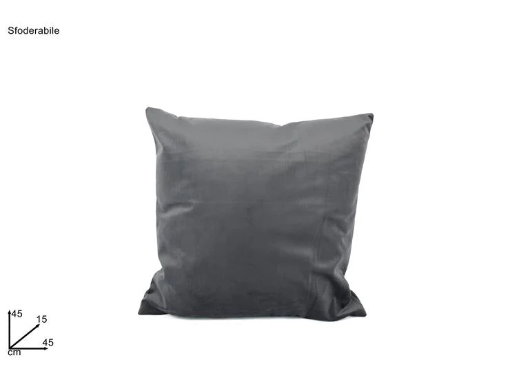 DUE ESSE DISTRIBUZIONI Cuscino Sfoderabile 45 x 45 Cm Velluto Grigio