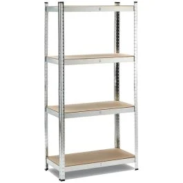 SCAFFALE METALLO E MDF 4 RIPIANI