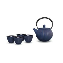 OSAKA SET TEIERA GHISA BLU CON 4 BICCHIERI 500 ML