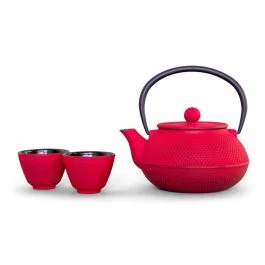 OSAKA SET TEIERA GHISA ROSSA CON 4 BICCHIERI 600 ML