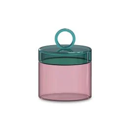 OLIMPIA BARATTOLO IN VETRO BOROSILICATO ROSA E VERDE