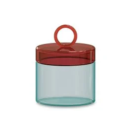 OLIMPIA BARATTOLO IN VETRO BOROSILICATO ROSSO E AZZURRO