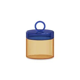 OLIMPIA BARATTOLO IN VETRO BOROSILICATO BLU E ARANCIONE