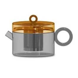 OLIMPIA TEIERA IN VETRO BOROSILICATO GRIGIO E ARANCIONE
