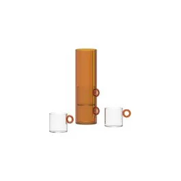 OLIMPIA SET 4 TAZZE IN VETRO BOROSILICATO AMBRA