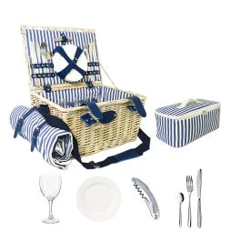AUSTIN CESTINO DA PICNIC IN VIMINI 4 PERSONE BIANCO