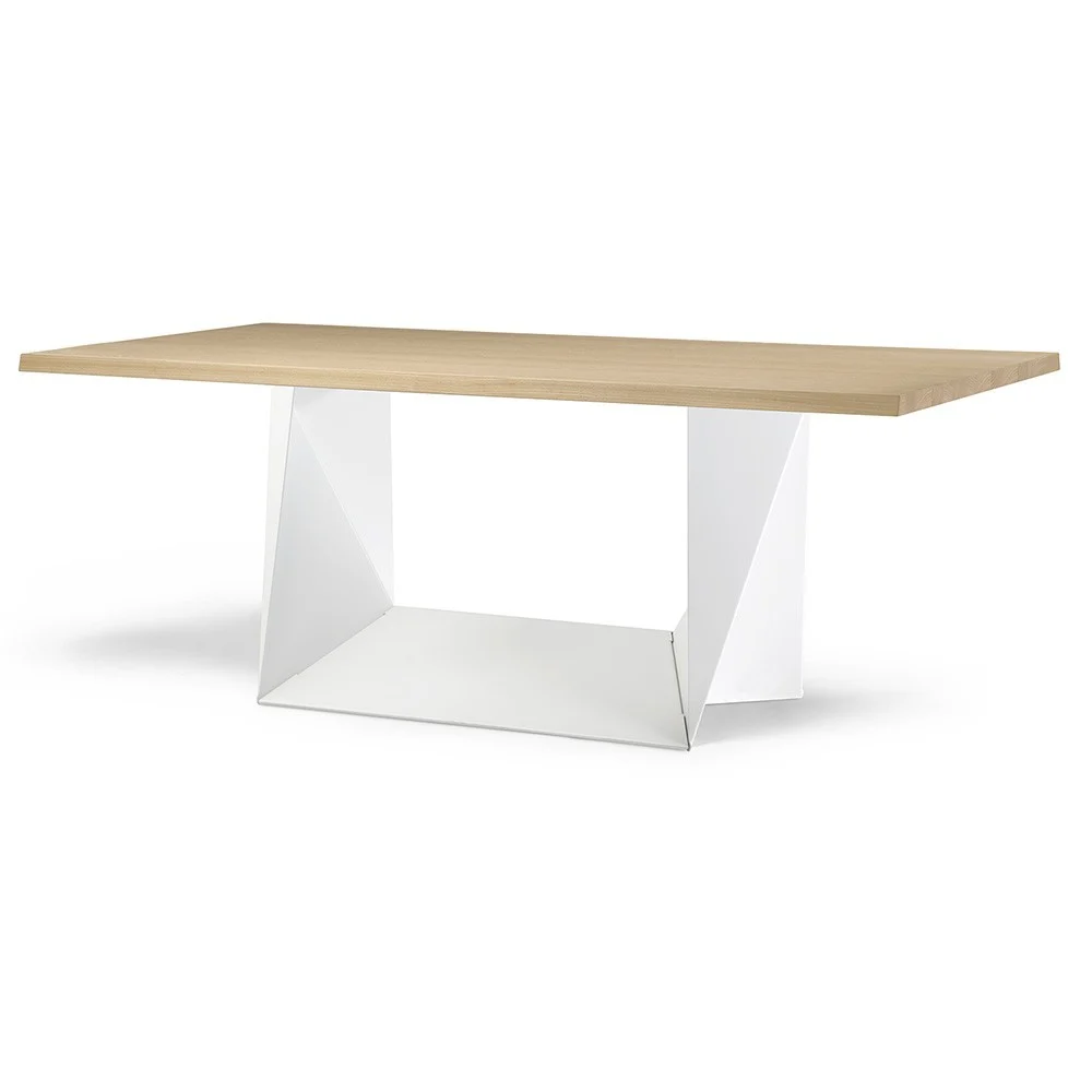 Alma Design Clint tavolo con struttura in acciaio piano in legno