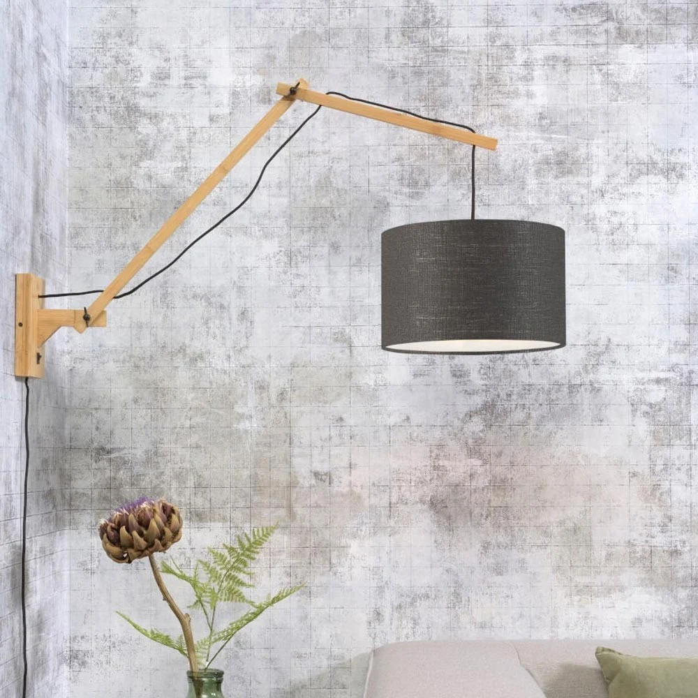 Andes lampada da parete naturale e grigio scuro L