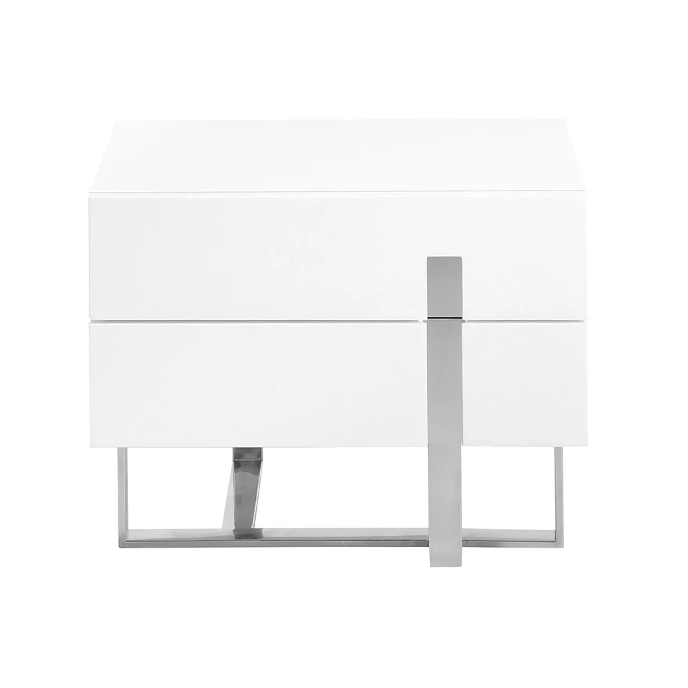 Angel Cerda comodino 7003 struttura in mdf bianco, 2 cassetti e gambe in acciaio cromato