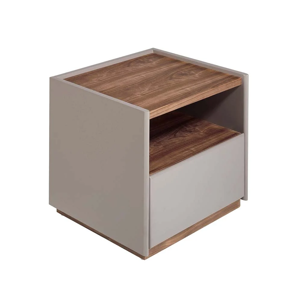 Angel Cerda comodino 7116 in legno MDF grigio e impiallacciato noce naturale