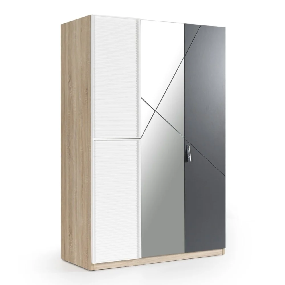 Armadio City a 3 o 4 ante realizzato in  legno melaminico con specchio