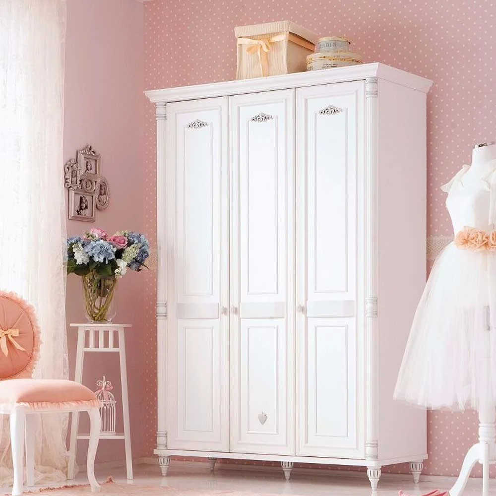 Cilek Armadio Romantic con 3 Ante, in Legno colore Bianco Opaco
