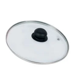 COPERCHIO VETRO C/BORDO INOX CM 20