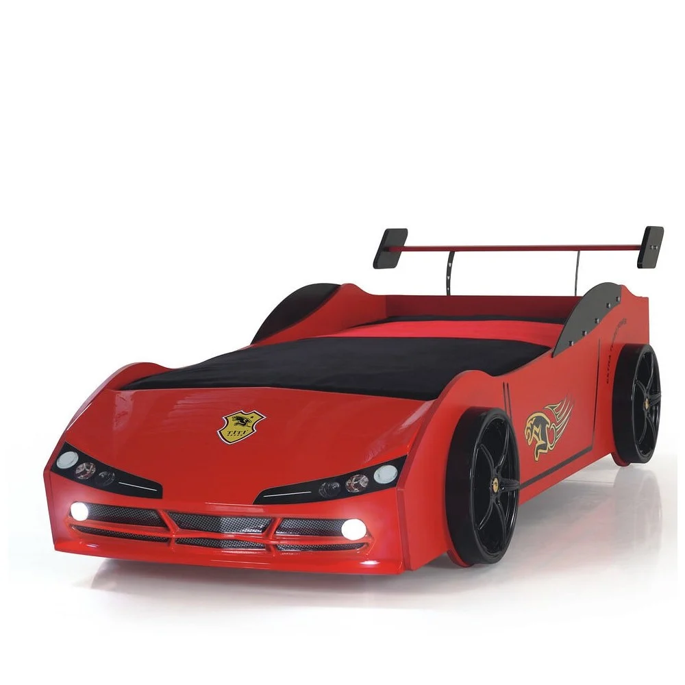 Letto a forma di auto  Woody in MDF con luci integrate