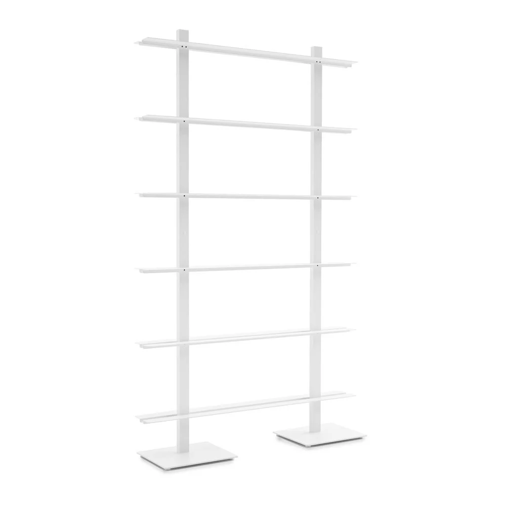 BBB Italia B.Bliotek libreria in acciaio in due dimensioni e finiture bianco e nero opaco.