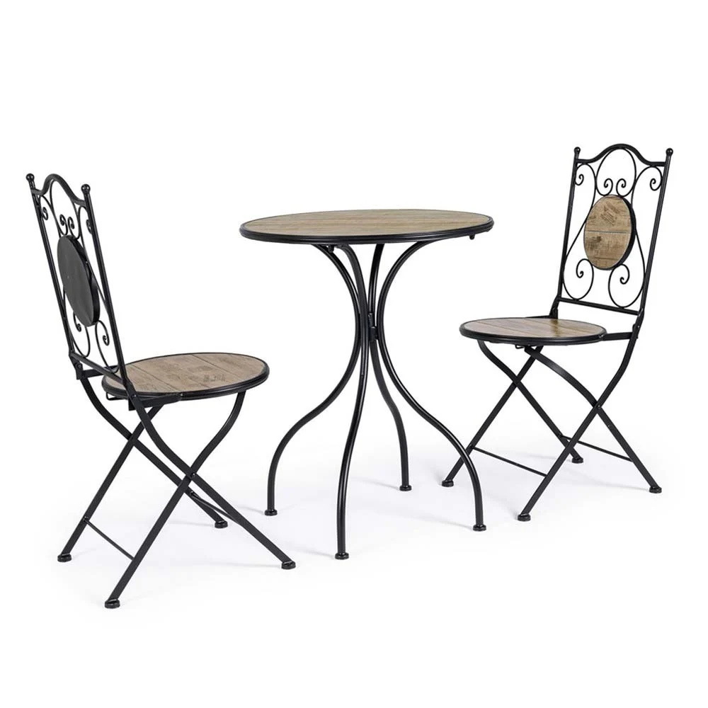 Bizzotto set da esterno Kansas in acciaio e ceramica decorata