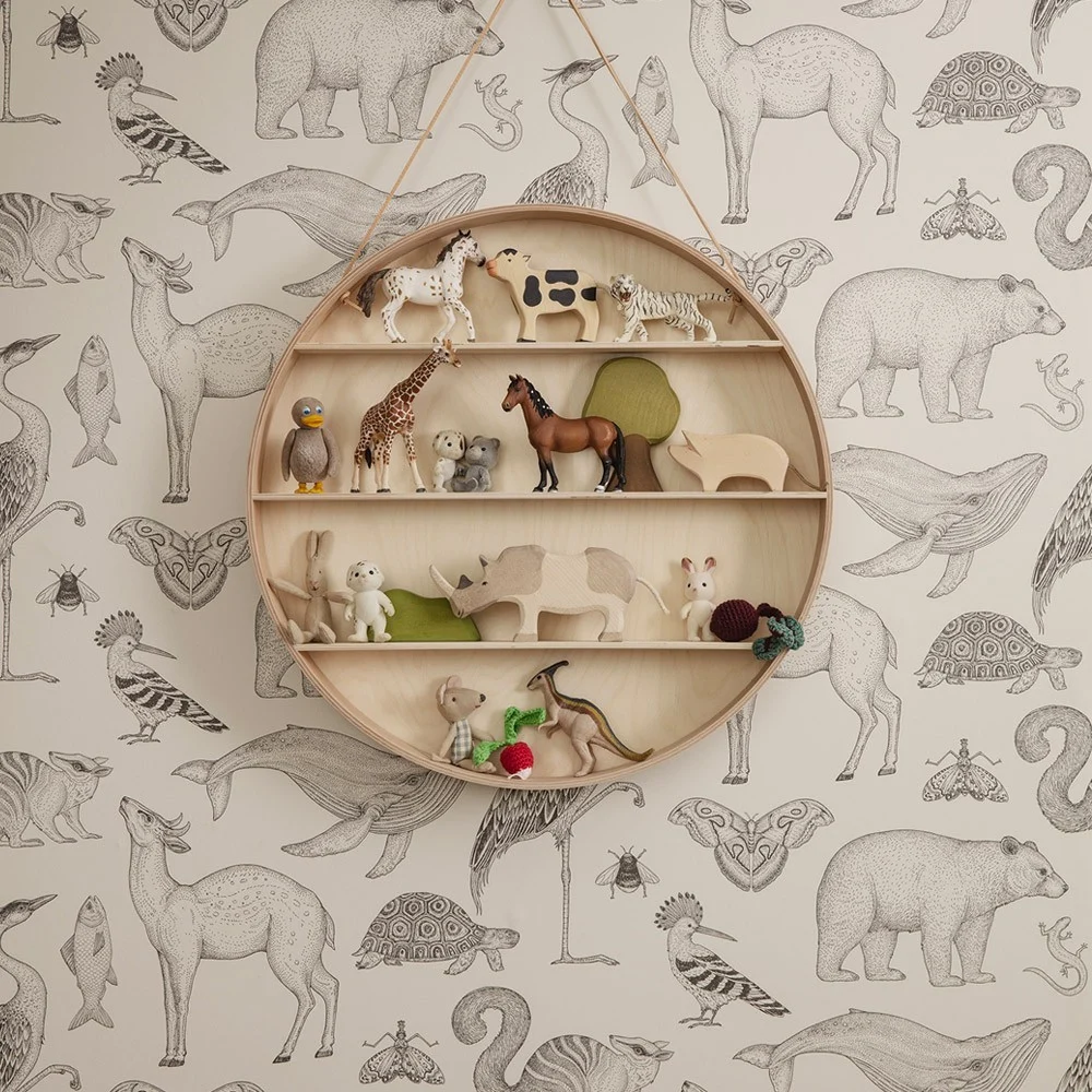 Carta da parati Katie Scott in bianco sporco con animali